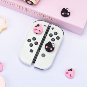 GeekShare Cute Silicone Joycon Thumb Grip Caps, Joystick Cover Compatible with Nintendo Switch/OLED/Switch Lite,4PCS - Bunny & Kitty