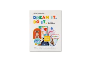 free period press kids vision board book, dream it do it 300+ words & images in all categories, for visualizing your dreams & goals, fun, easy, age appropriate pictures for collage making