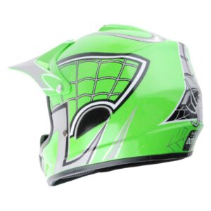 Martian Youth Kids Motocross Helmet ATV Dirt Bike BMX MX Helmet + Goggles + MG Youth Green Glove Bundle: Spider Green