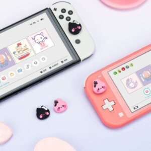 GeekShare Cute Silicone Joycon Thumb Grip Caps, Joystick Cover Compatible with Nintendo Switch/OLED/Switch Lite,4PCS - Bunny & Kitty