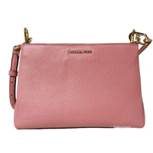 Michael Kors Trisha Medium Triple Compartment Crossbody Bag Rose Pink Leather