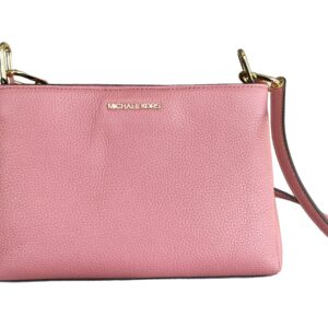 Michael Kors Trisha Medium Triple Compartment Crossbody Bag Rose Pink Leather