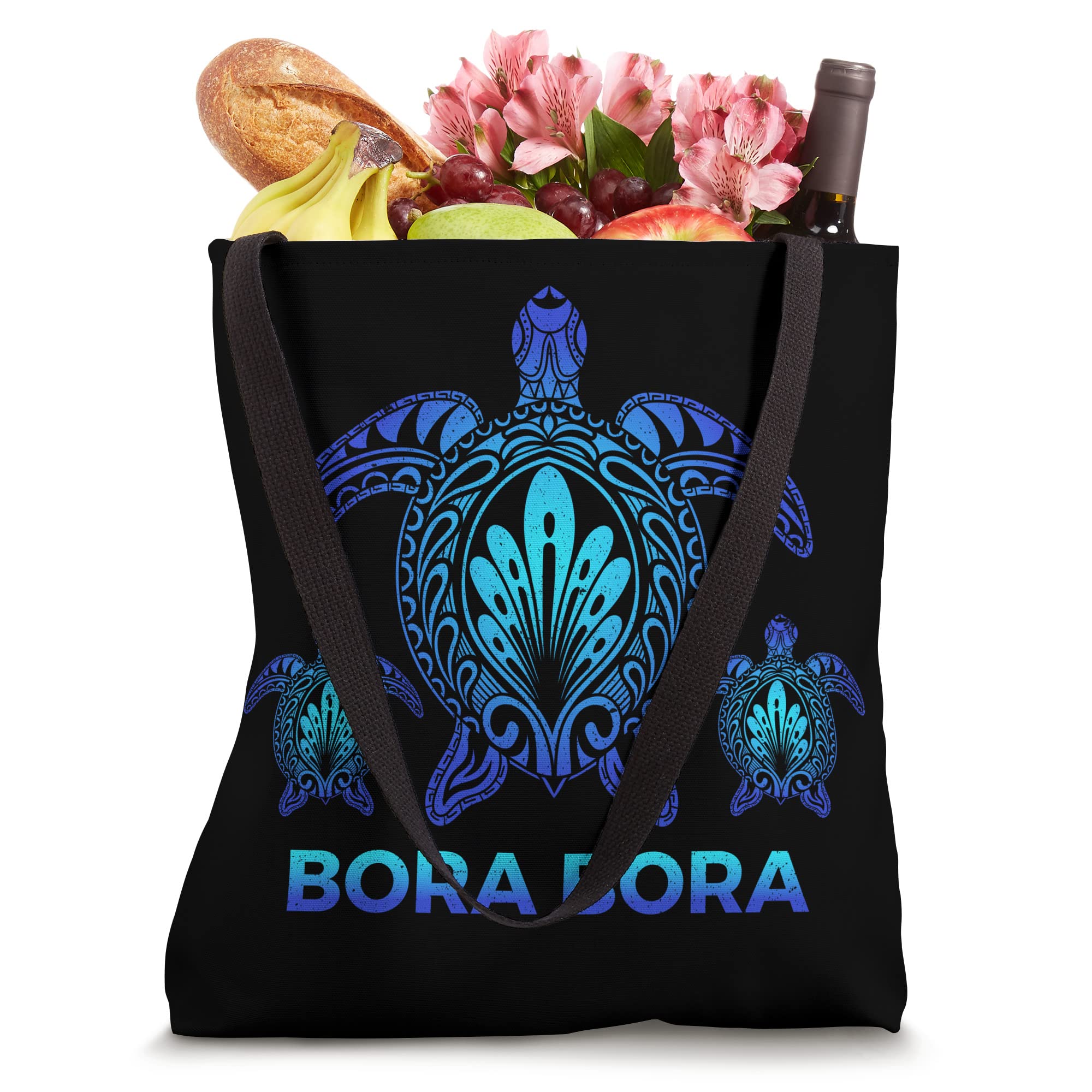 Vintage Bora Bora Ocean Blue Sea Turtle Souvenirs Tote Bag