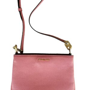 Michael Kors Trisha Medium Triple Compartment Crossbody Bag Rose Pink Leather