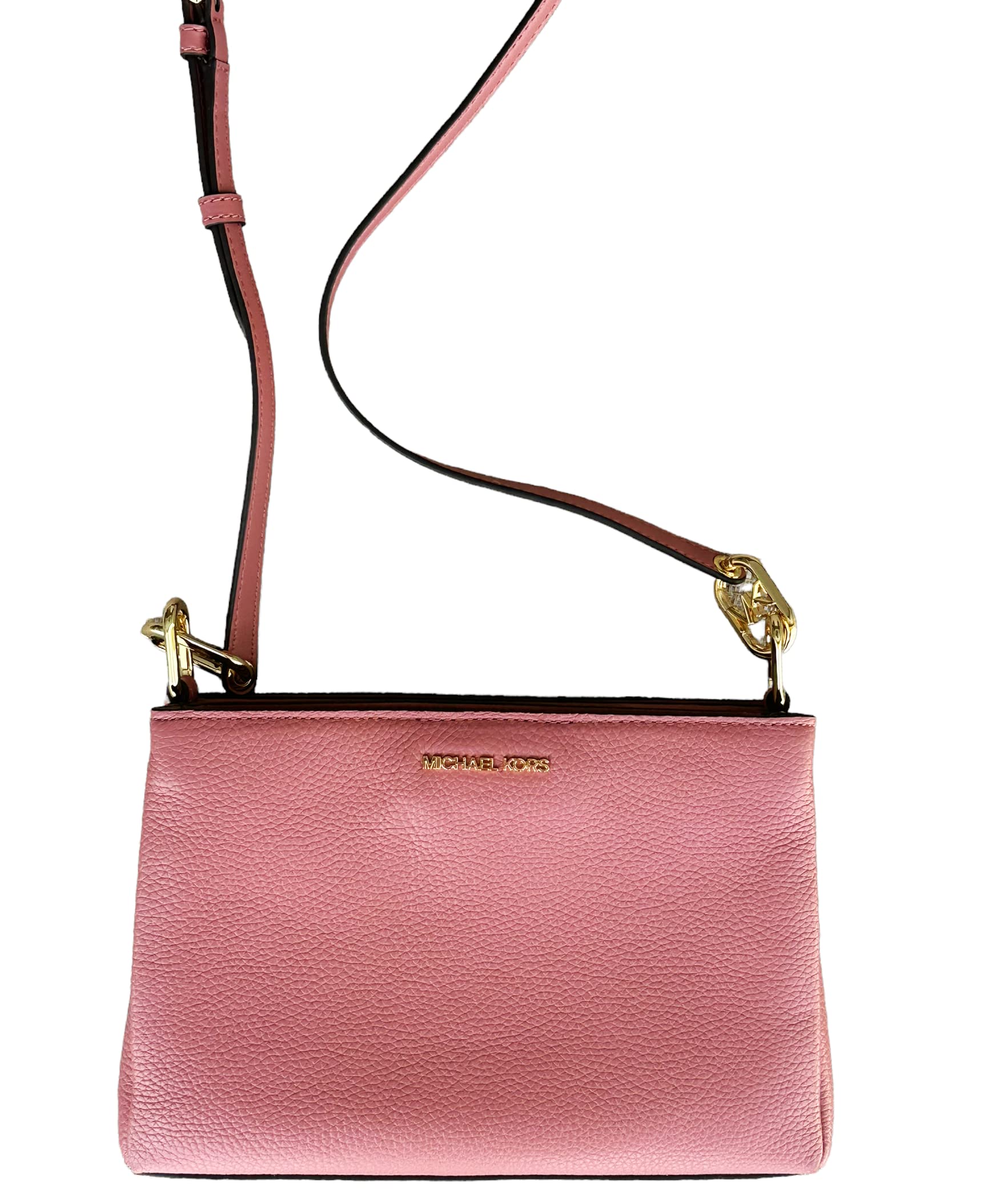 Michael Kors Trisha Medium Triple Compartment Crossbody Bag Rose Pink Leather