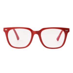 Betsey Johnson Women's Perfectly Imperfect Reading Glasses Square Blue Light, Red, 41 mm + 1.5