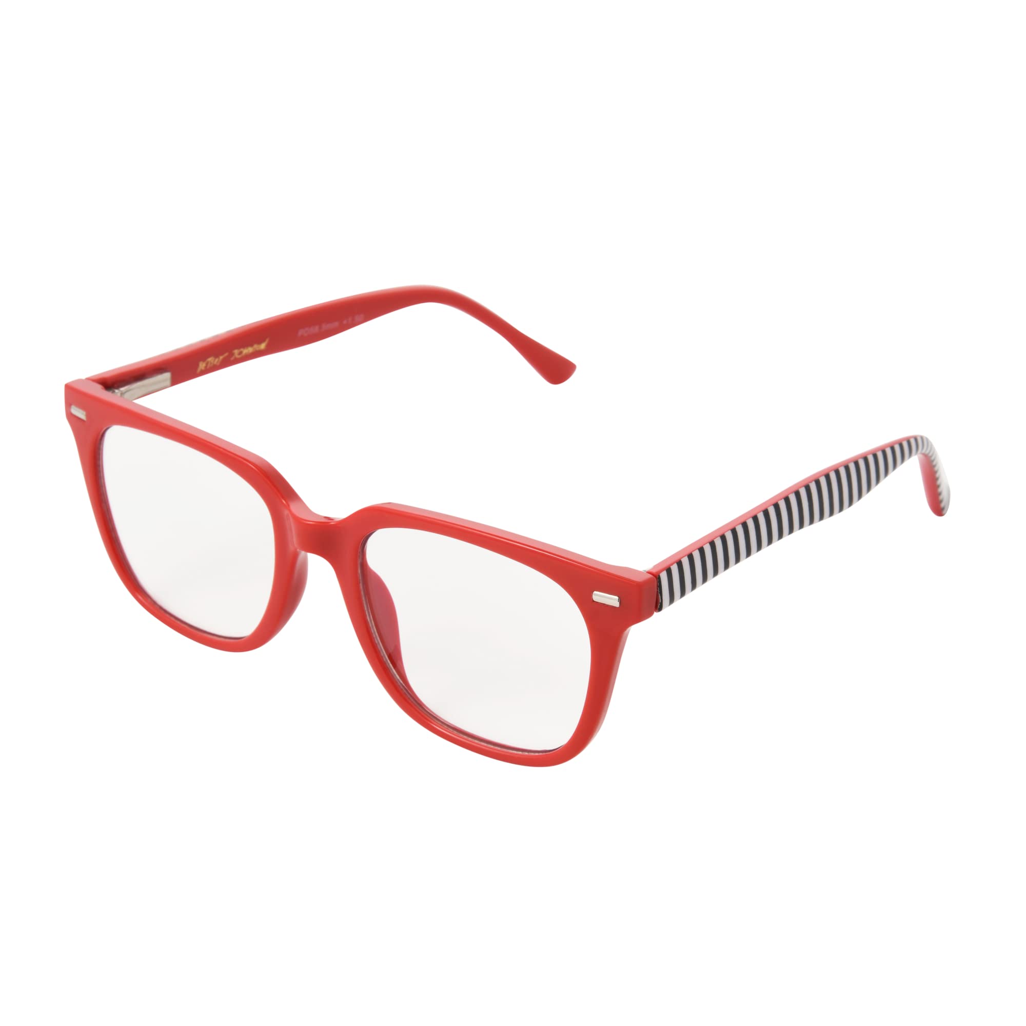 Betsey Johnson Women's Perfectly Imperfect Reading Glasses Square Blue Light, Red, 41 mm + 1.5