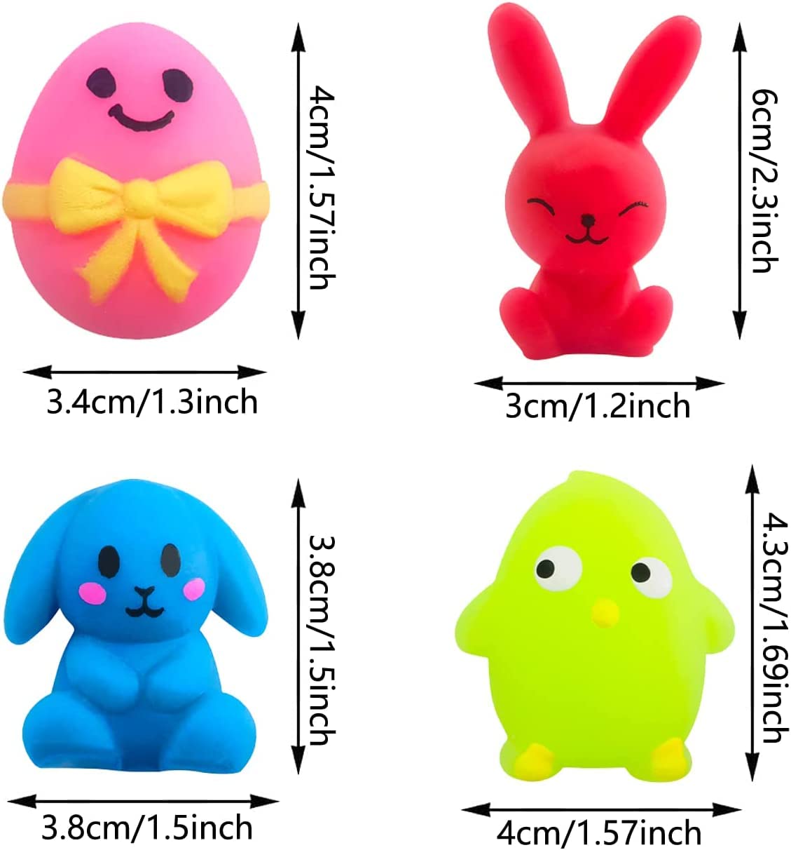 100Pcs Easter Mochi Squishy Toys,Mini Cute Squeeze Toys Easter Gifts Stress Reliever Anxiety Packs for Kids Easter Basket Stuffers,Easter Egg Hunt Party Favors