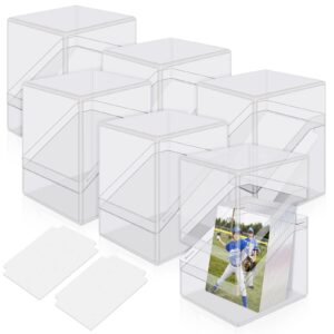 mlikero card deck cases, 6 pack acrylic card box for trading cards,sturdy card storage boxes holding 100+ sleeved cards with 6 dividers,clear card storage boxes fit for mtg, sport cards…