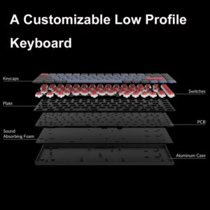 Keychron S1 Ultra-Slim QMK/VIA Custom Wired Mechanical Keyboard, 84 Keys 75% Layout Programmable Macros RGB Backlit CNC Aluminum Keyboard for Mac Windows, Low Profile Gateron Red Switch