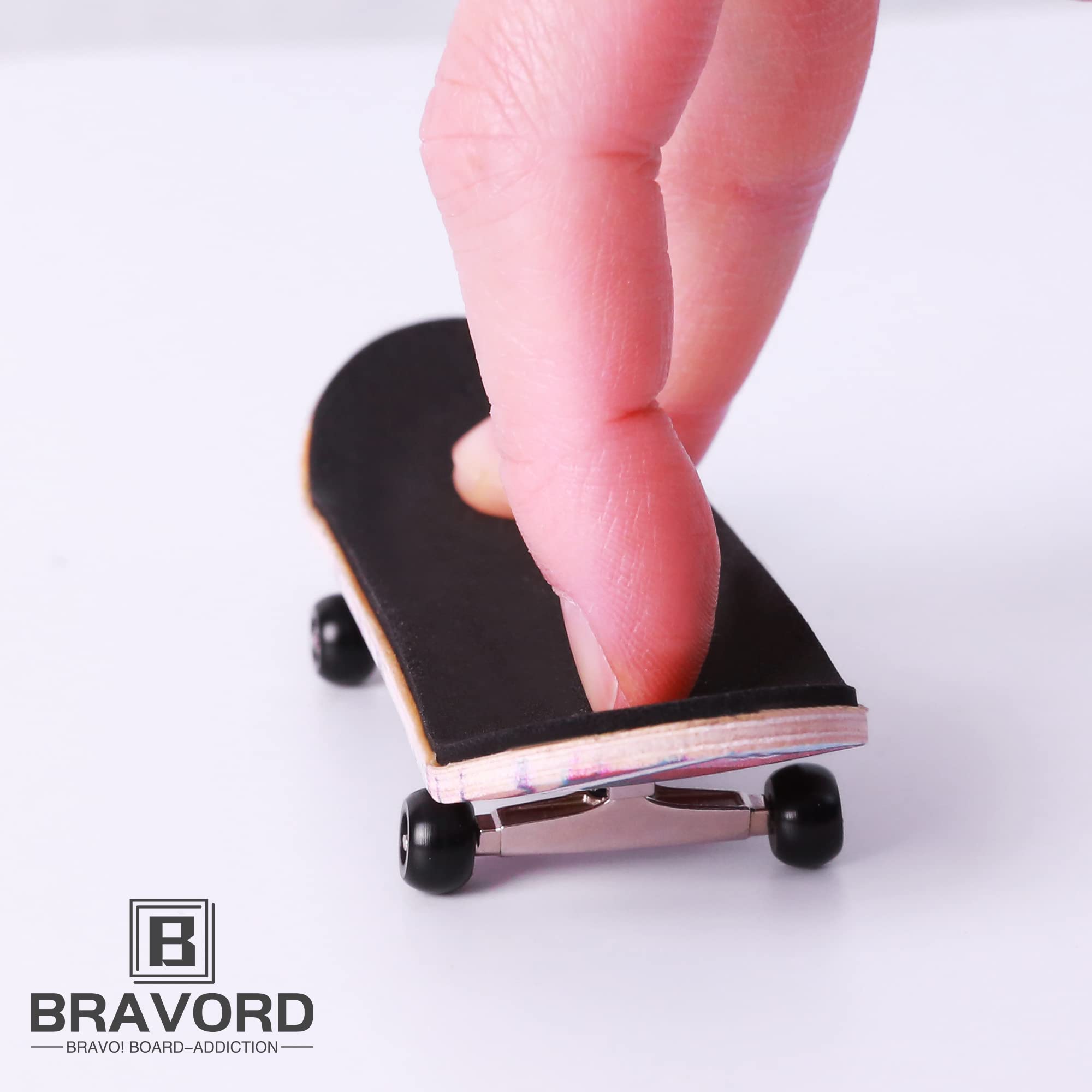 BRAVORD Professional Complete Wooden Fingerboard 32/34mm 5-Ply Maple Finger Skateboard with Upgraded Components (M-King)