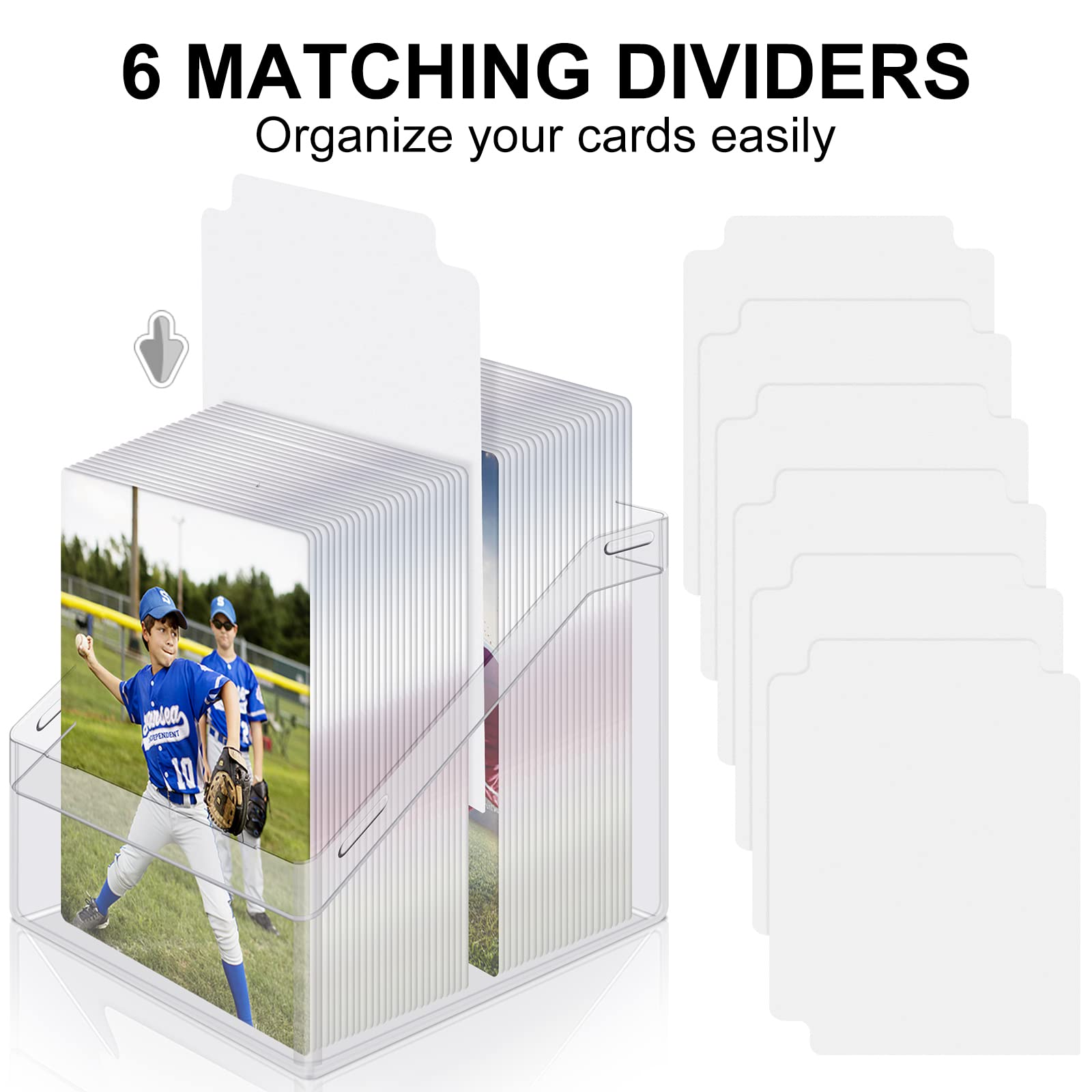 Mlikero Card Deck Cases, 6 Pack Acrylic Card Box for Trading Cards,Sturdy Card Storage Boxes Holding 100+ Sleeved Cards with 6 Dividers,Clear Card Storage Boxes fit for MTG, Sport Cards…