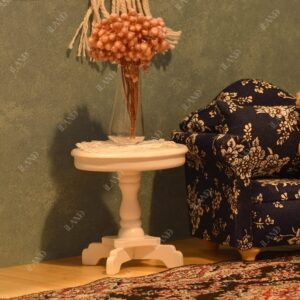 iLAND Dollhouse Furniture on 1/12 Scale for Dollhouse Living Room incl Sofa w/Pillow & End Table & Rug (Blue White Floral Armchairs Set)