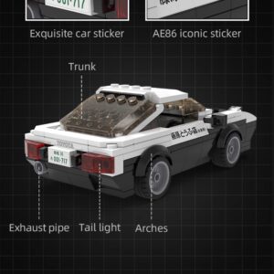 CaDA Initial D Toyota AE86 Car Building Sets, Genuine Authorized AE86 Trueno Replica Car Toy Building Blocks 280Pcs, Christmas Birthday Gifts for Fans and Kids Age 8+