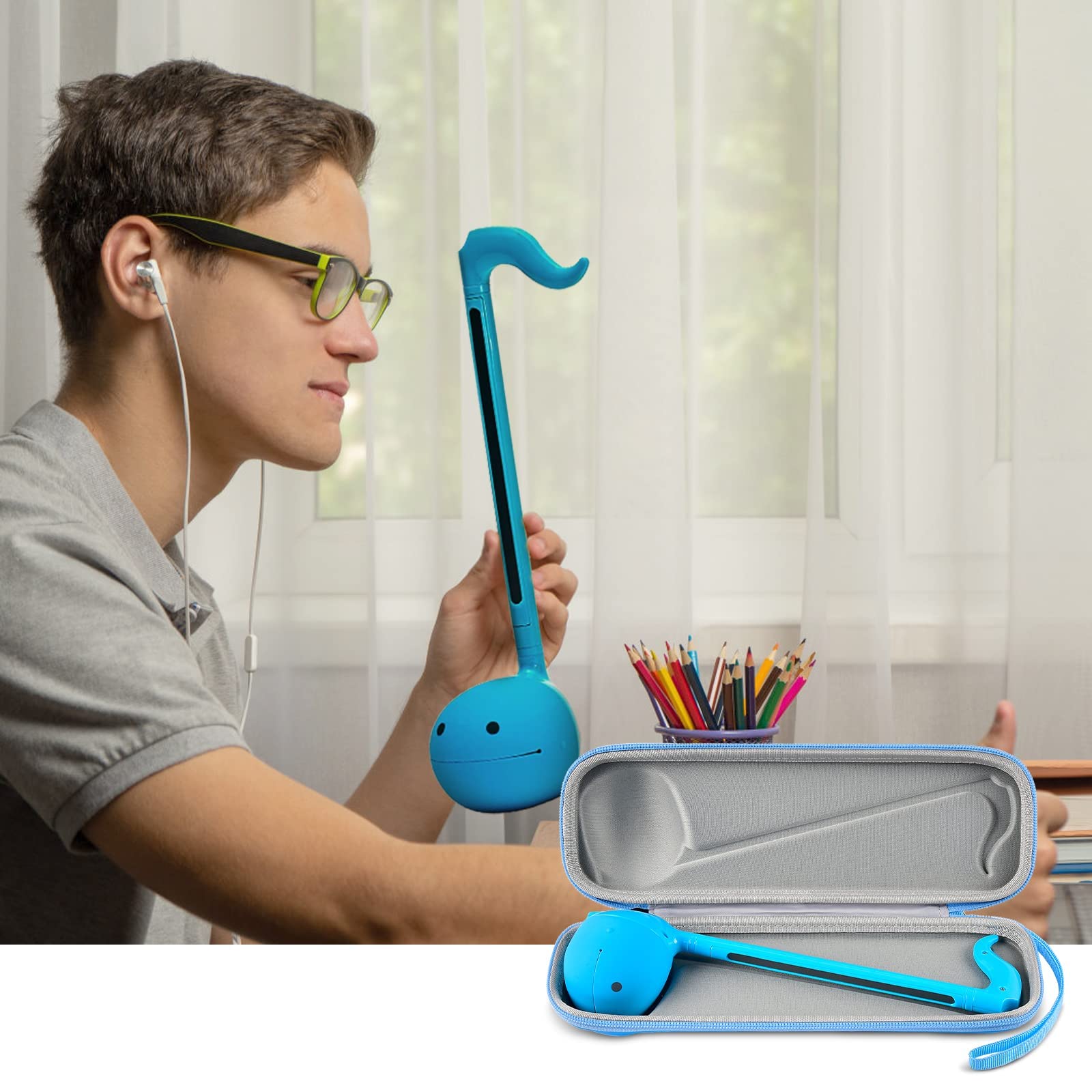 Case Compatible with Otamatone [English Edition] Japanese Electronic Musical Instrument Portable Synthesizer, Instrumental Music Toy Storage Holder for Otamatone Regular Size (Box Only) (Blue)