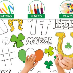 Wiooffen 47"x 82" St. Patrick's Day Giant Coloring Tablecloth Posters Activity for Kids, Huge Holiday Color-in Paper Poster Table Cover Arts and Crafts for Kids Preschool Kindergarten Classroom