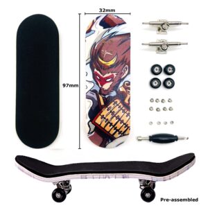 BRAVORD Professional Complete Wooden Fingerboard 32/34mm 5-Ply Maple Finger Skateboard with Upgraded Components (M-King)