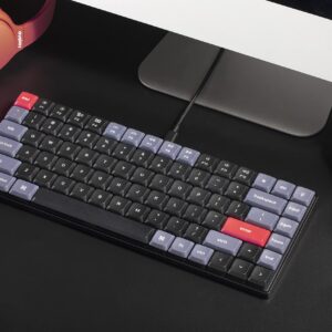 Keychron S1 Ultra-Slim QMK/VIA Custom Wired Mechanical Keyboard, 84 Keys 75% Layout Programmable Macros RGB Backlit CNC Aluminum Keyboard for Mac Windows, Low Profile Gateron Red Switch