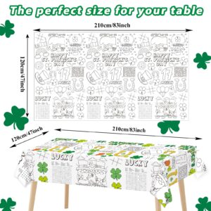 Wiooffen 47"x 82" St. Patrick's Day Giant Coloring Tablecloth Posters Activity for Kids, Huge Holiday Color-in Paper Poster Table Cover Arts and Crafts for Kids Preschool Kindergarten Classroom