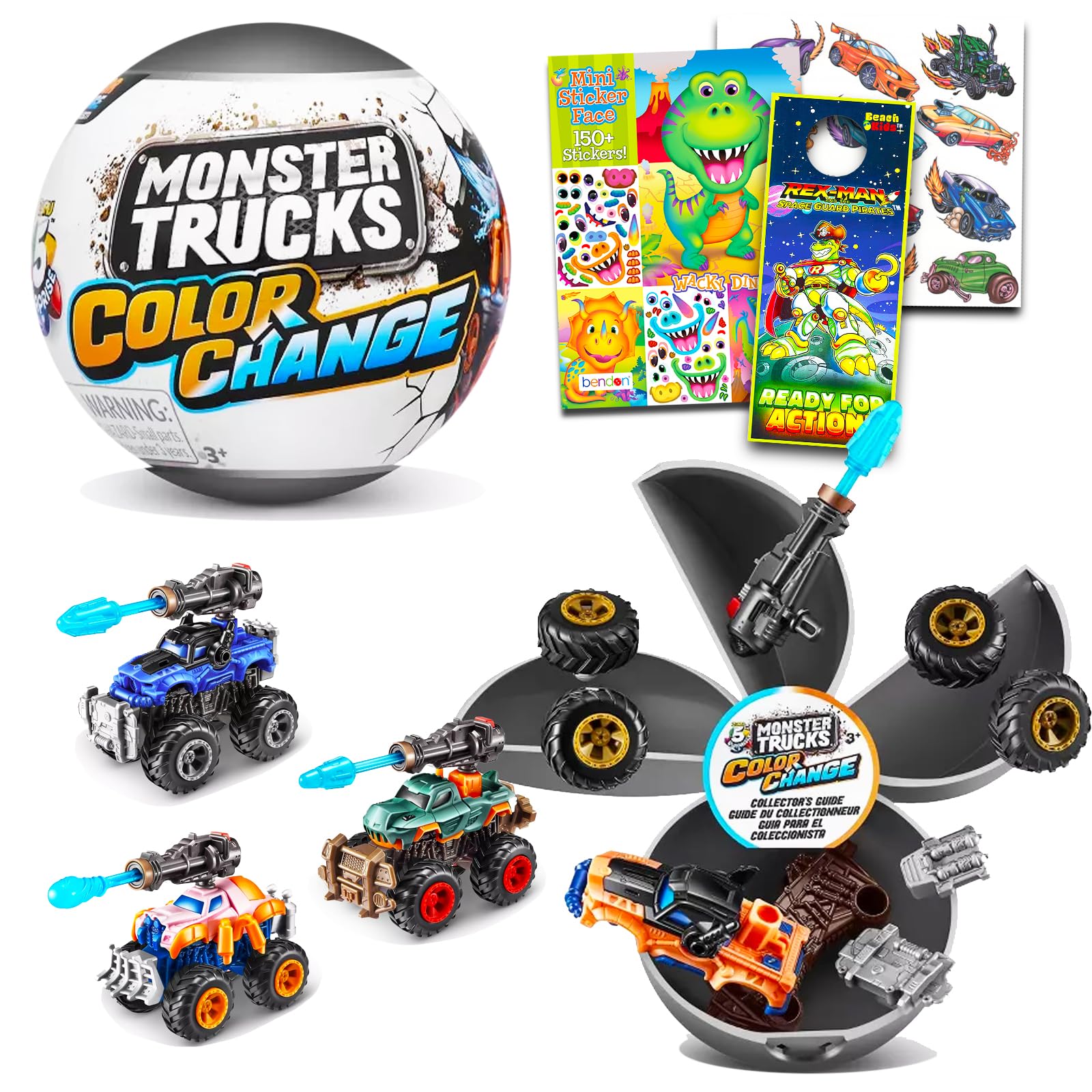 Beach Kids Zuru 5 Surprise Monster Trucks Mystery Set - Surprise Mini Monster Truck Toy Mystery Bundle with Crenstone Exclusive Cars and Trucks Stickers, More (Monster Trucks Collectibles)