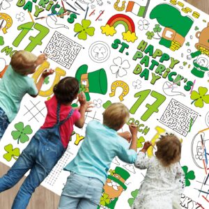 Wiooffen 47"x 82" St. Patrick's Day Giant Coloring Tablecloth Posters Activity for Kids, Huge Holiday Color-in Paper Poster Table Cover Arts and Crafts for Kids Preschool Kindergarten Classroom