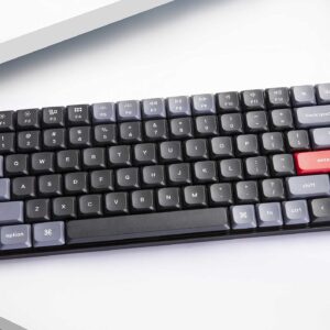 Keychron S1 Ultra-Slim QMK/VIA Custom Wired Mechanical Keyboard, 84 Keys 75% Layout Programmable Macros RGB Backlit CNC Aluminum Keyboard for Mac Windows, Low Profile Gateron Red Switch