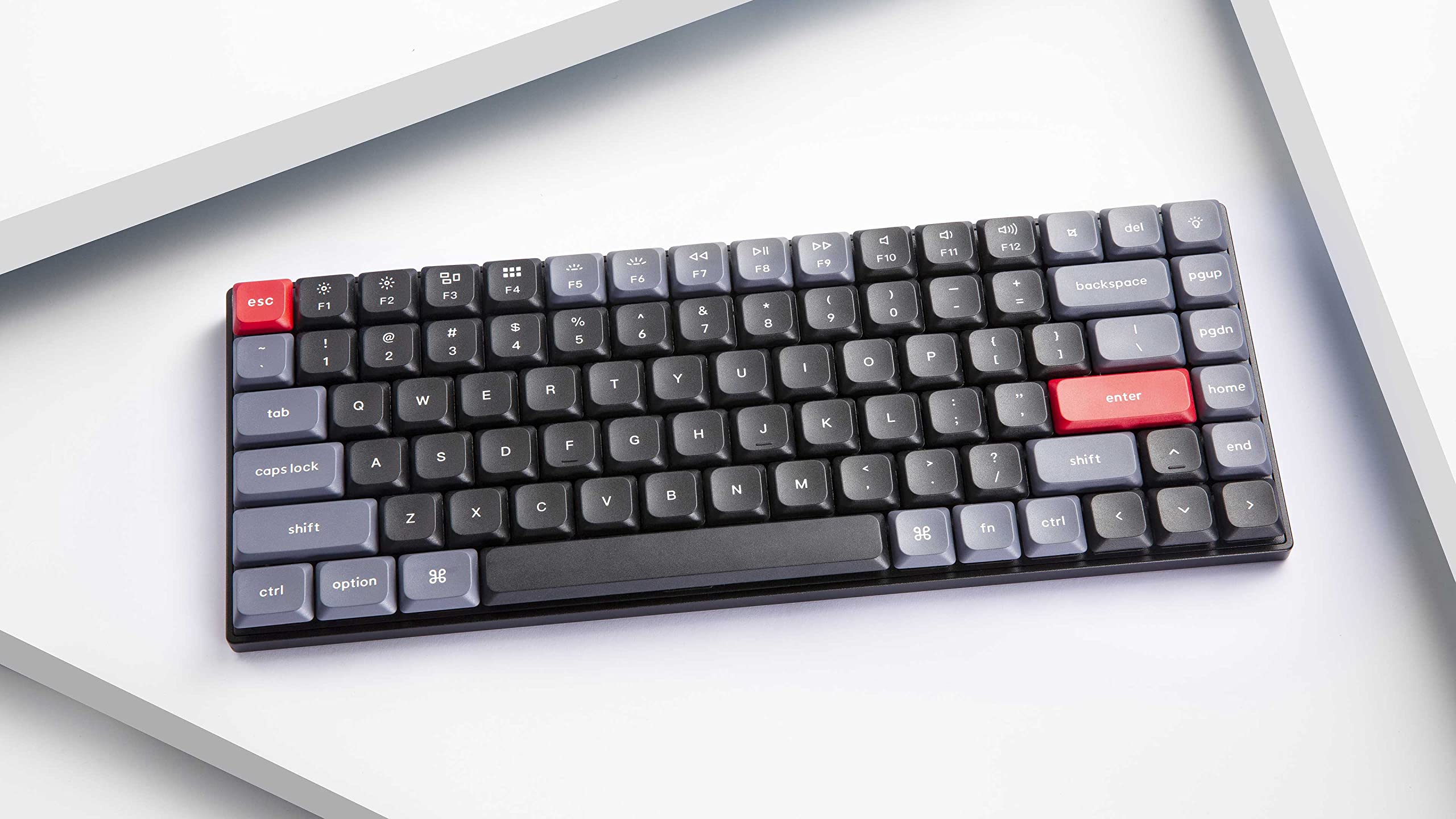 Keychron S1 Ultra-Slim QMK/VIA Custom Wired Mechanical Keyboard, 84 Keys 75% Layout Programmable Macros RGB Backlit CNC Aluminum Keyboard for Mac Windows, Low Profile Gateron Red Switch