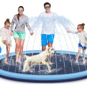 Splash Pad for Kids and Dogs, 95" Extra Large Splash Pad for Toddlers 1-3 and Kids Ages 4-8, Non Slip Thicken Sprinkler Dog Pool Summer Outdoor Water Toys for Backyard