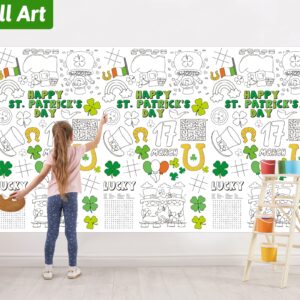 Wiooffen 47"x 82" St. Patrick's Day Giant Coloring Tablecloth Posters Activity for Kids, Huge Holiday Color-in Paper Poster Table Cover Arts and Crafts for Kids Preschool Kindergarten Classroom