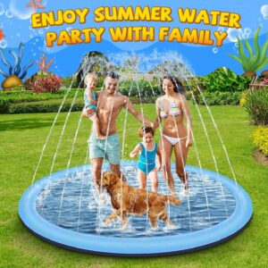 Splash Pad for Kids and Dogs, 95" Extra Large Splash Pad for Toddlers 1-3 and Kids Ages 4-8, Non Slip Thicken Sprinkler Dog Pool Summer Outdoor Water Toys for Backyard