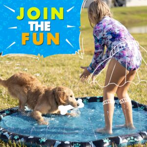 SplashEZ Non Slip Splash Pad for Kids and Dogs, 69’’ Extra Large Sprinkler Kids, Dog Water Summer Toys – Great Outdoor toys toddlers 1-3 ages 4-8 | Wading Pool Backyard