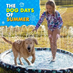 SplashEZ Non Slip Splash Pad for Kids and Dogs, 69’’ Extra Large Sprinkler Kids, Dog Water Summer Toys – Great Outdoor toys toddlers 1-3 ages 4-8 | Wading Pool Backyard