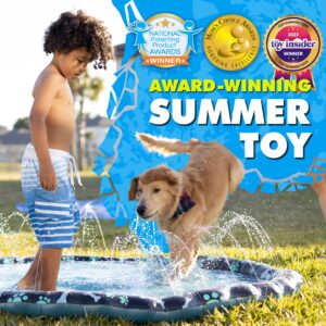 SplashEZ Non Slip Splash Pad for Kids and Dogs, 69’’ Extra Large Sprinkler Kids, Dog Water Summer Toys – Great Outdoor toys toddlers 1-3 ages 4-8 | Wading Pool Backyard