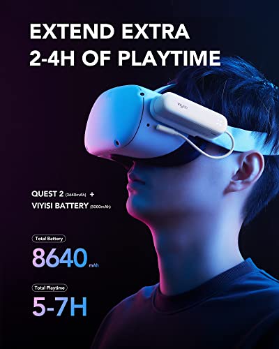 VIYISI Battery Pack for Oculus Quest 2, 5000mAh Portable Charger for Meta Quest, Power Bank for VR Accessories Extend Extra 2-4 Playtime