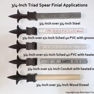 Retrospec Creations 100 Each for 3/4" Plastic Finial Tops for Iron Picket Fence Triad Spear - #50-34