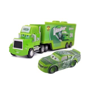 wltk movie cars 2 3 hauler mack truck no.24 & brick yardley racer speed 2pcs vehicles ， mcqueen jackson storm cruz ramirez vehicles