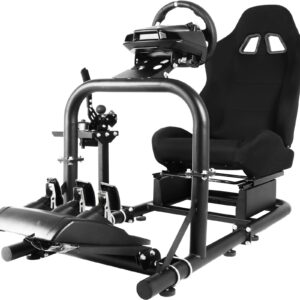 Anman G25 Flight Racing Simulator Cockpit Upgrade Pro Fits for Logitech G27 G29 G920, Thrustmaster T300RS TX F458,PS5 Race Car Seat Game Accessories Driving Simulator Cockpit Steering Wheel Handbrake