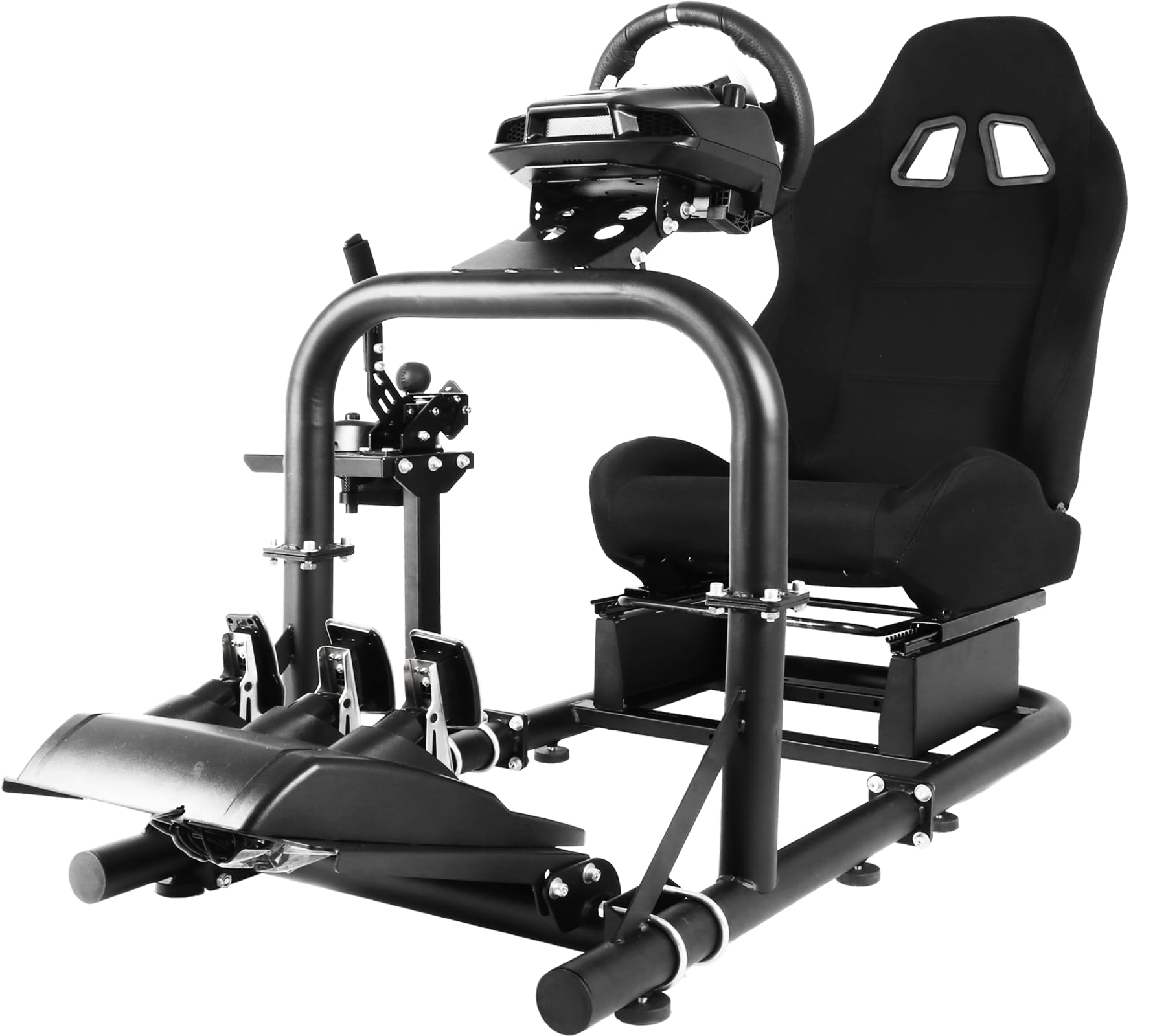 Anman G25 Flight Racing Simulator Cockpit Upgrade Pro Fits for Logitech G27 G29 G920, Thrustmaster T300RS TX F458,PS5 Race Car Seat Game Accessories Driving Simulator Cockpit Steering Wheel Handbrake