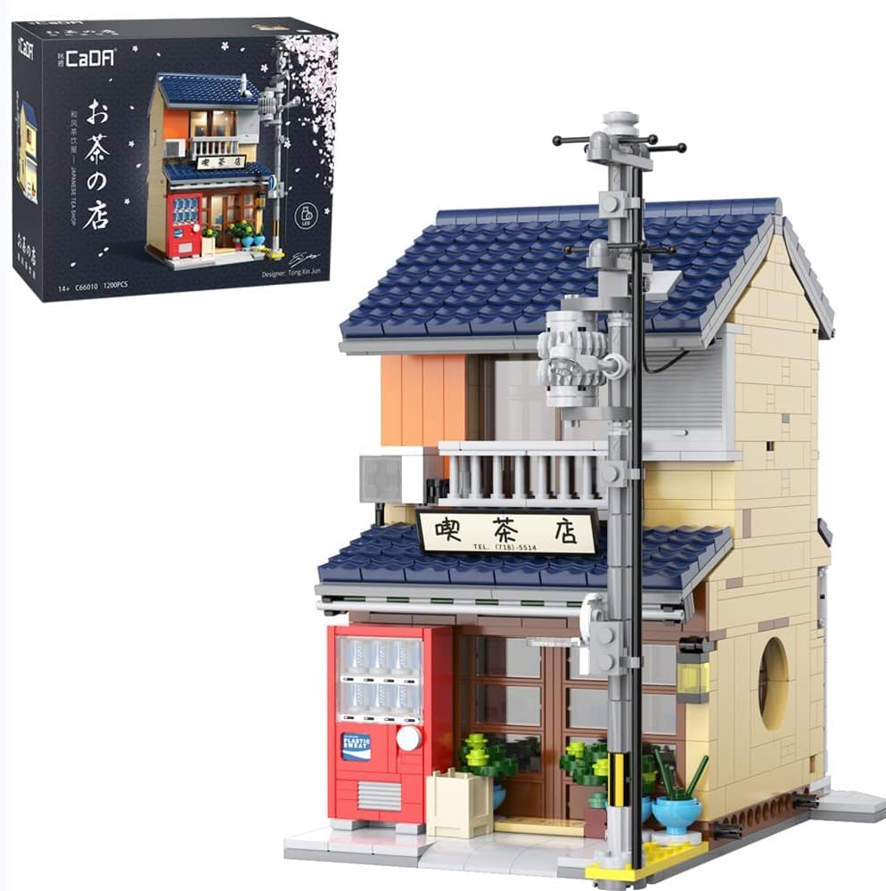 MISINI C66010W Japanese Tea House Building Blocks Set, MOC CaDA Bricks Street View House Building Kit with Lighting Set, Awesome Building Toys Gift for Kids and Adults, New 2023 (1200 pcs)