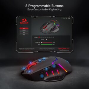 Redragon M690 PRO Wireless Gaming Mouse, 8000 DPI Wired/Wireless Gamer Mouse w/Rapid Fire Key, 8 Macro Buttons, Ergonomic Design for PC/Mac/Laptop