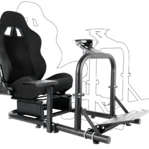 Anman G25 Flight Racing Simulator Cockpit Upgrade Pro Fits for Logitech G27 G29 G920, Thrustmaster T300RS TX F458,PS5 Race Car Seat Game Accessories Driving Simulator Cockpit Steering Wheel Handbrake