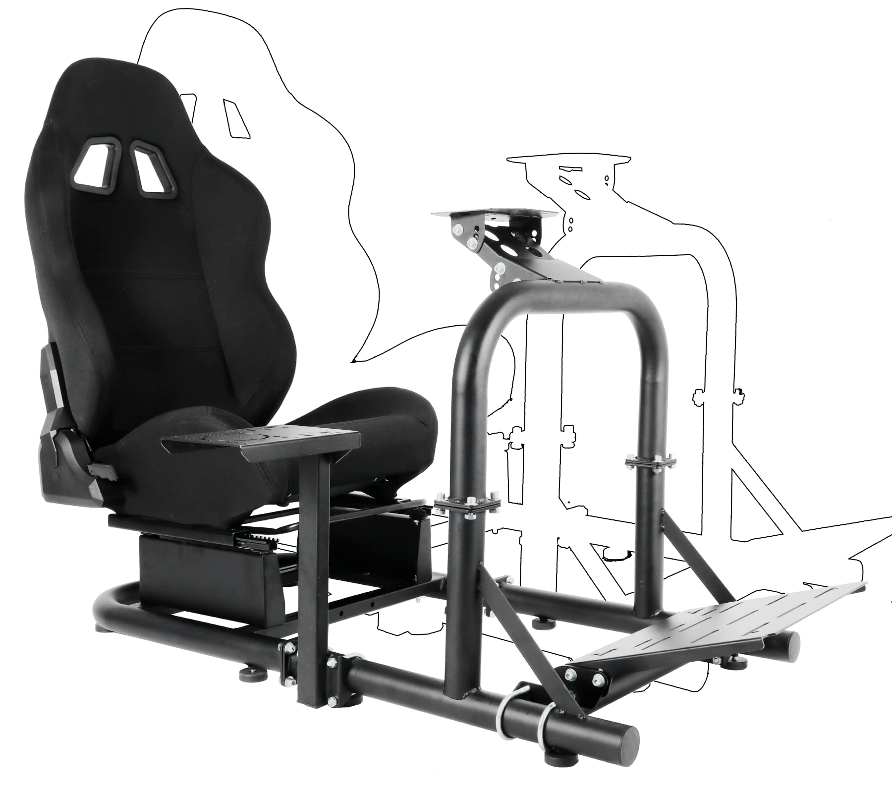 Anman G25 Flight Racing Simulator Cockpit Upgrade Pro Fits for Logitech G27 G29 G920, Thrustmaster T300RS TX F458,PS5 Race Car Seat Game Accessories Driving Simulator Cockpit Steering Wheel Handbrake