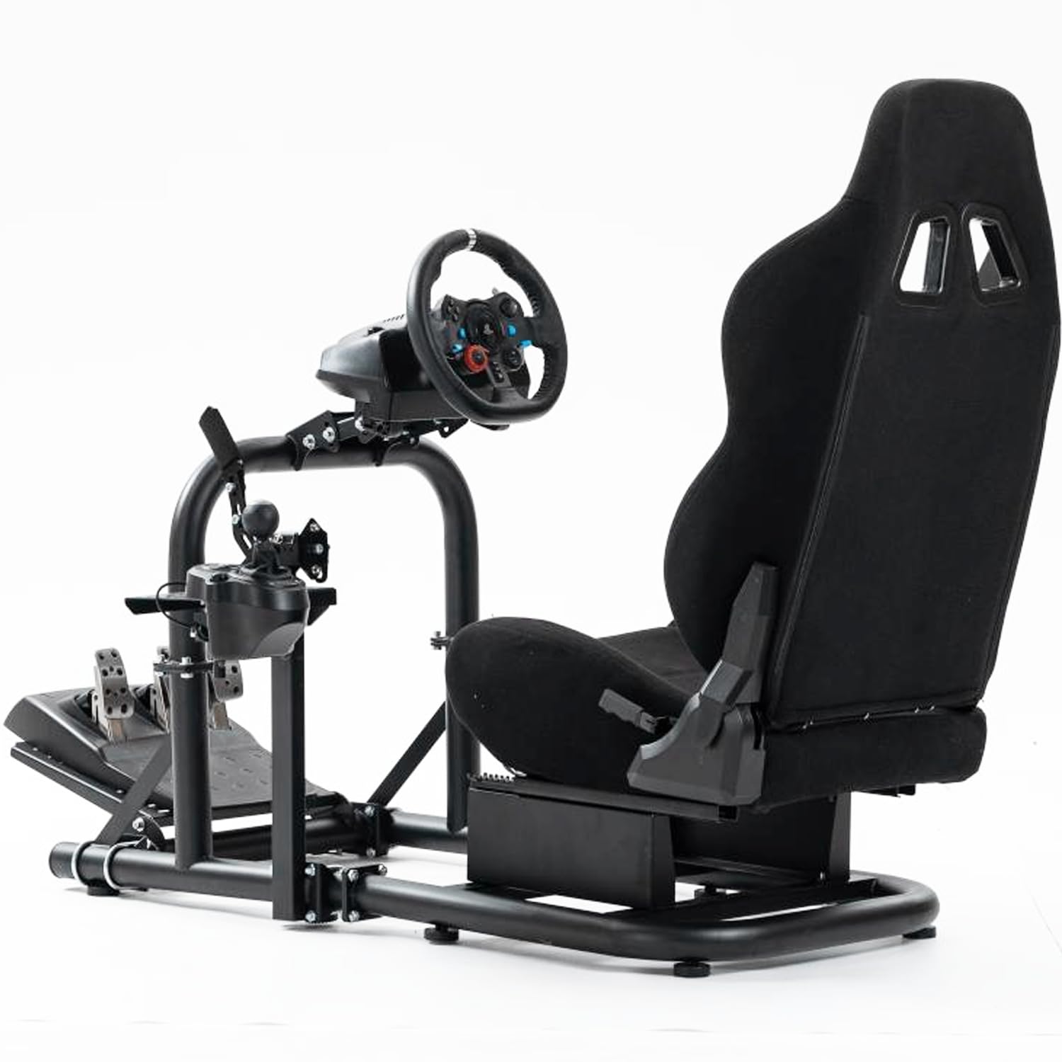 Anman G25 Flight Racing Simulator Cockpit Upgrade Pro Fits for Logitech G27 G29 G920, Thrustmaster T300RS TX F458,PS5 Race Car Seat Game Accessories Driving Simulator Cockpit Steering Wheel Handbrake