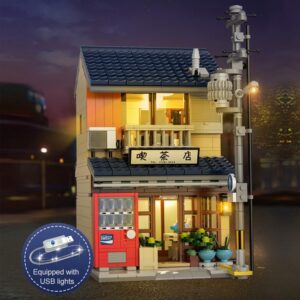 MISINI C66010W Japanese Tea House Building Blocks Set, MOC CaDA Bricks Street View House Building Kit with Lighting Set, Awesome Building Toys Gift for Kids and Adults, New 2023 (1200 pcs)