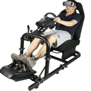 Anman G25 Flight Racing Simulator Cockpit Upgrade Pro Fits for Logitech G27 G29 G920, Thrustmaster T300RS TX F458,PS5 Race Car Seat Game Accessories Driving Simulator Cockpit Steering Wheel Handbrake