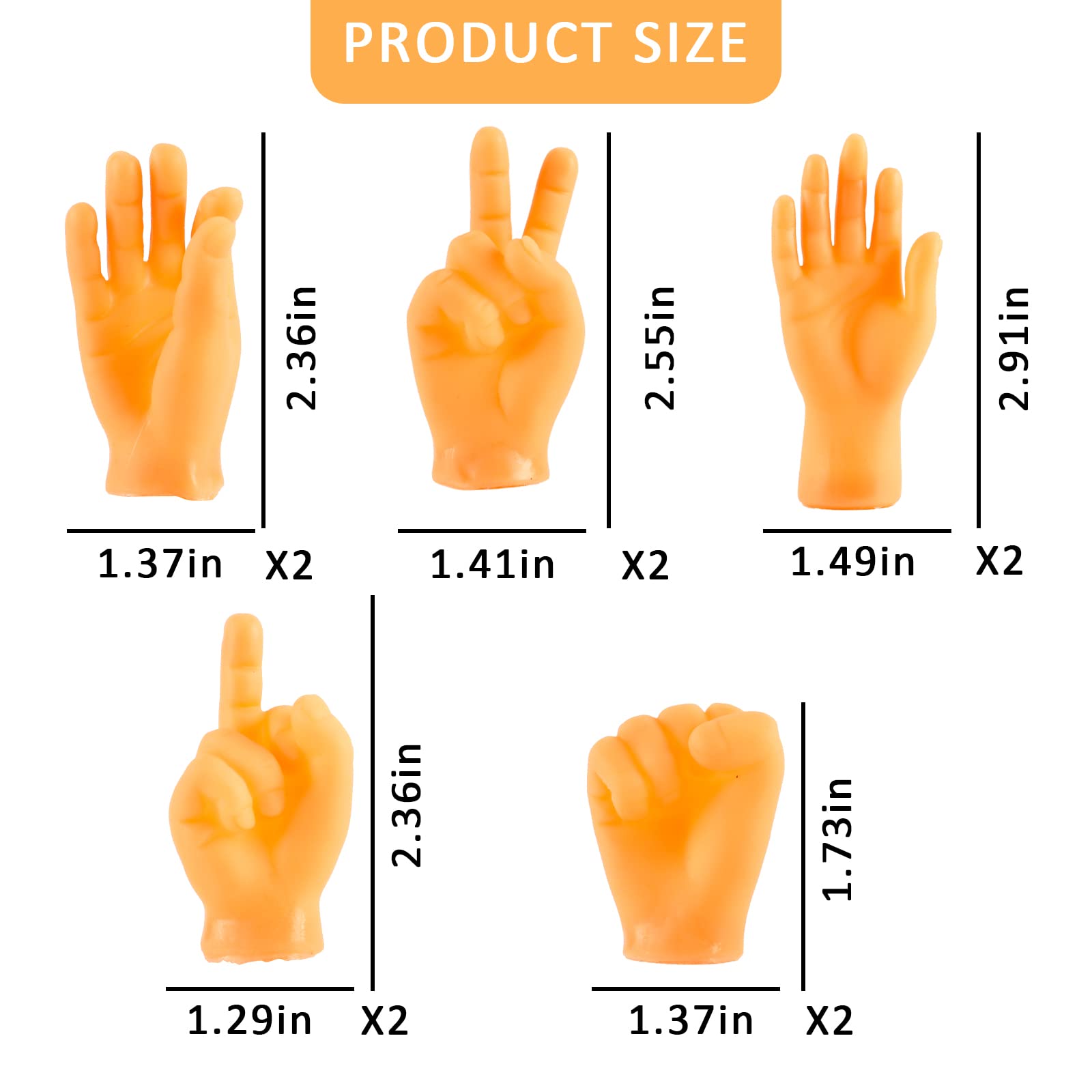 10 Pcs Tiny Hands Finger Puppets Mini Hands Little Middle Finger Hands Mini Realistic Rubber Hand Small Figurines Toys Funny Fingers for Puppet Show