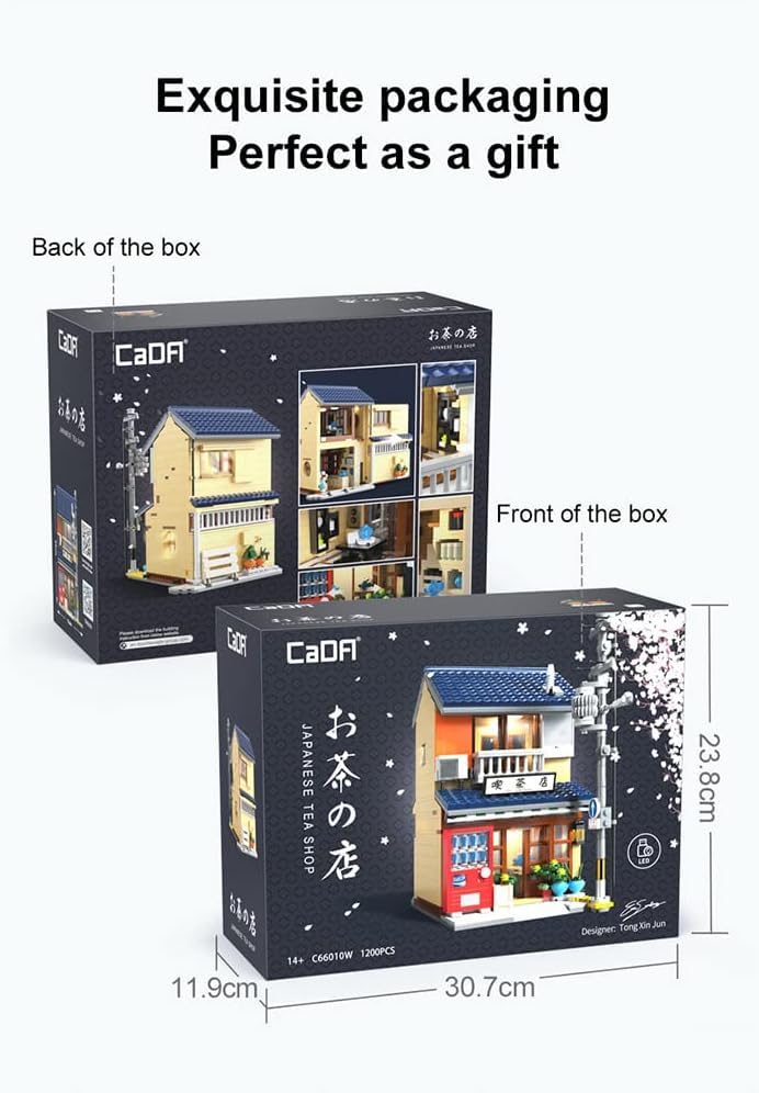 MISINI C66010W Japanese Tea House Building Blocks Set, MOC CaDA Bricks Street View House Building Kit with Lighting Set, Awesome Building Toys Gift for Kids and Adults, New 2023 (1200 pcs)