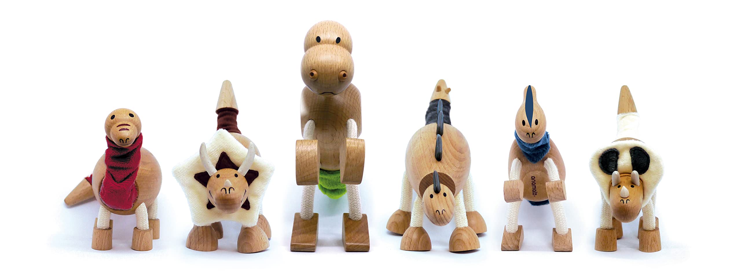 Anamalz Wooden Brontosaurus Dinosaur Toy for Toddlers, Fun and Posable for Early Learning, Smooth Natural Wood, Boys and Girls