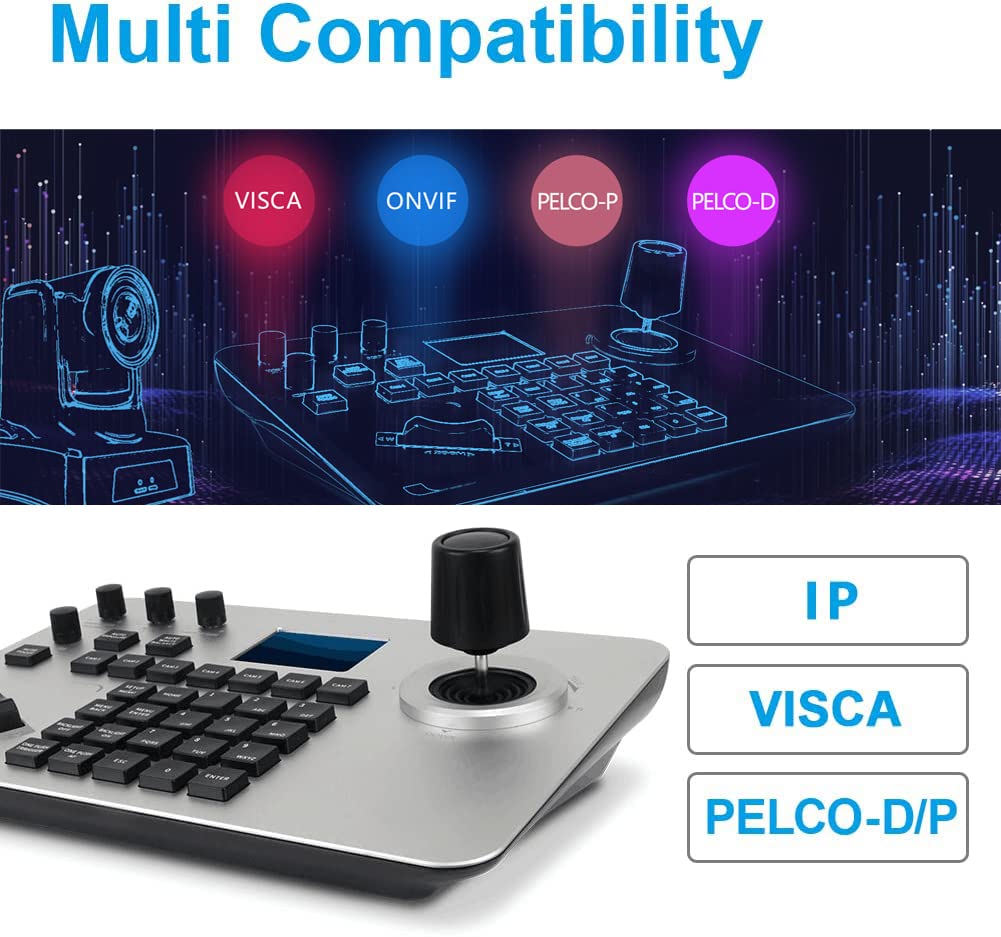 SMTAV PTZ Controller Camera Controller POE Network 4D Joystick Decoding Keyboard (IP Analog Controller)