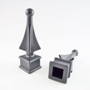 Retrospec Creations 100 Each for 5/8” BlackPlastic Finial Tops for Iron Picket Fence 4-Sided Spire – #1-58